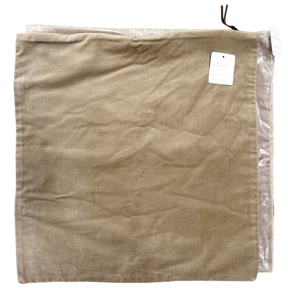 Pottery Barn Everywhere Velvet Pillow Covers 20x20 Taupe Set of 2 New - Picture 4 of 11